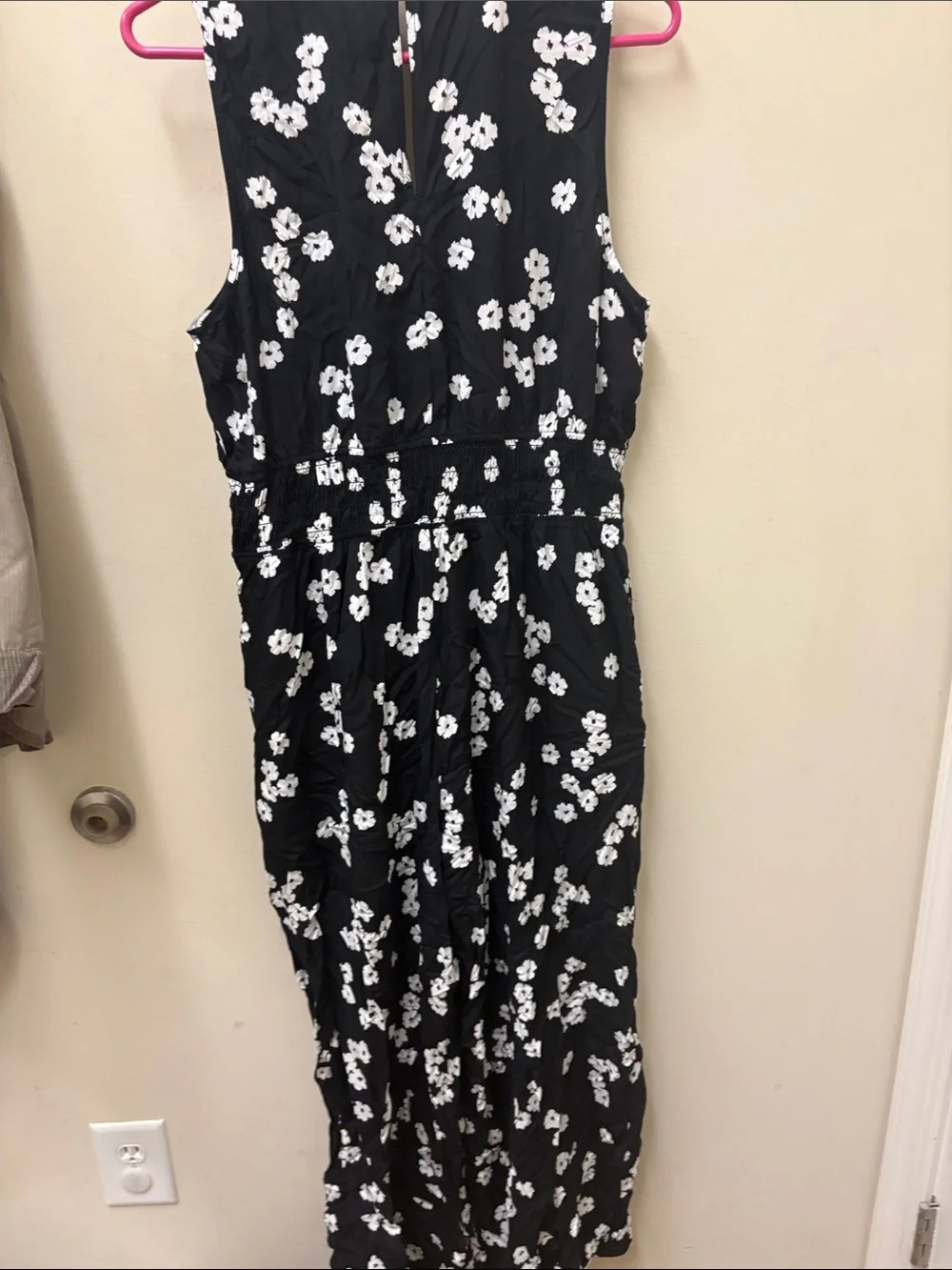 GAP Black Jumpsuit with White Floral Print